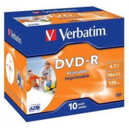 Verbatim DVD-R 4.7GB, 16x, printable, jewel box, 10ks (43521)