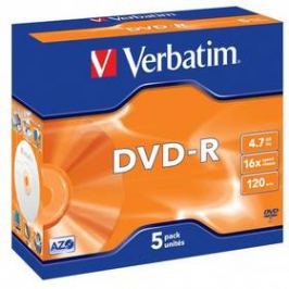 Verbatim DVD-R 4,7GB, 16x, jewel box, 5ks (43519)