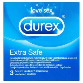 Durex Extra safe silnější a extra lubrikované kondomy 3 ks