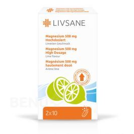 LIVSANE Magnézium šumivé 500mg vysoká dávka 2x10ks